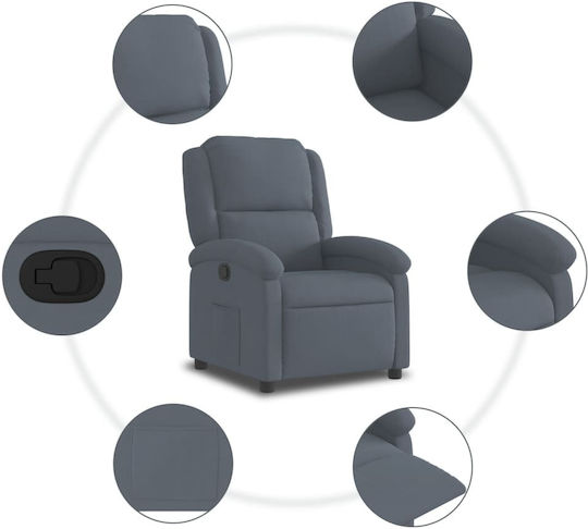 Relaxsessel mit Fußhocker Samt Dark Grey 71x86.5x99.5cm