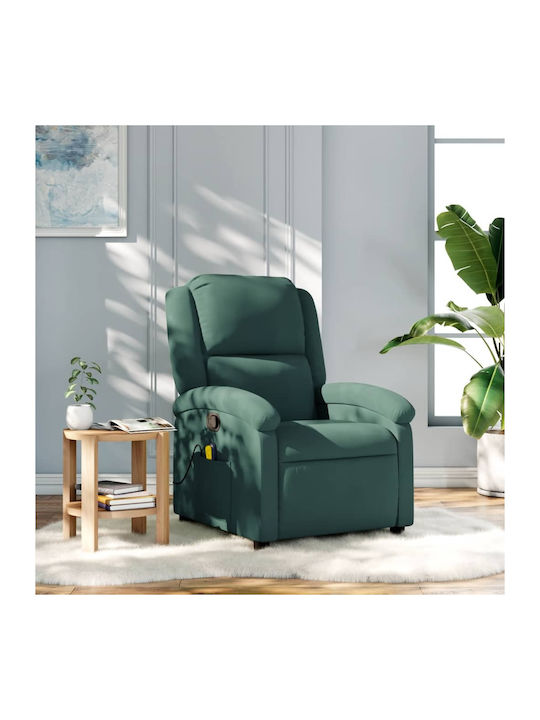 Фотьойл Relax Масаж С поставка за крака Кадифен Dark Green 71x86.5x99.5см