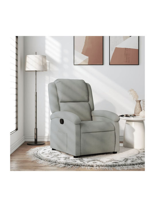 Фотьойл Relax С поставка за крака Кадифен Светло сиво 71x86.5x99.5см
