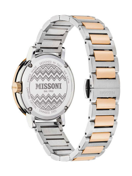 Missoni Γυναικείο Ρολόι Μπαταρίας με Ροζ Χρυσό Μεταλλικό Μπρασελέ