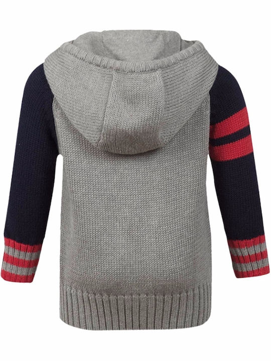 Minoti Kids Cardigan Knitted with Hood Gray