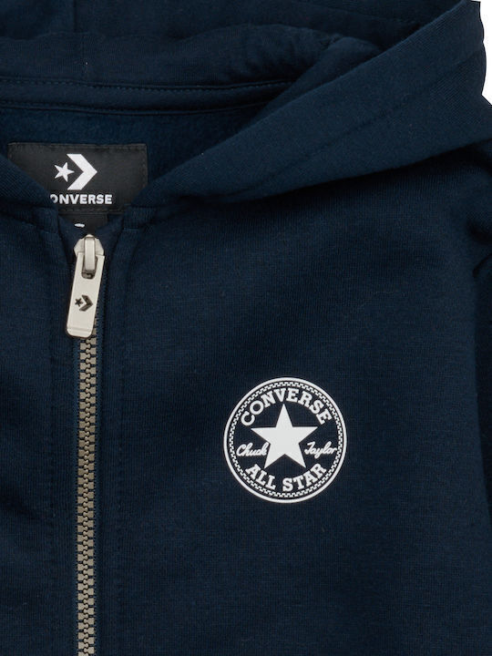 Fleece Kinder-Sweatshirt Strickjacke mit Kapuze Marineblau