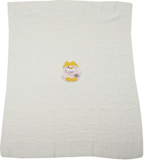 Kamtex Baby Κουβέρτα Αγκαλιάς & Λίκνου Πλεκτή Ροζ με Ζωάκι 80x100εκ.