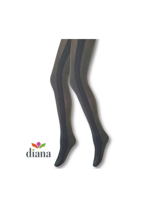 Diana Women's Pantyhose Opaque 50 Den Charcoal Striped