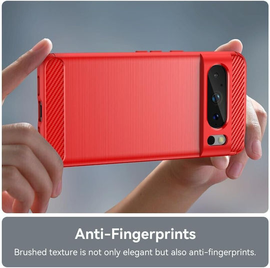 Brushed Carbon Back Cover Σιλικόνης Κόκκινο (Google Pixel 8 Pro)