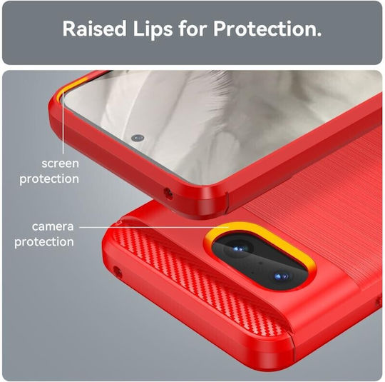 Brushed Carbon Back Cover Σιλικόνης Κόκκινο (Google Pixel 8)