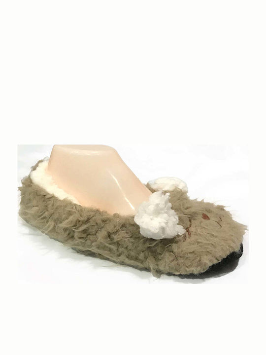 Зимни Дамски Чехли Кафяв