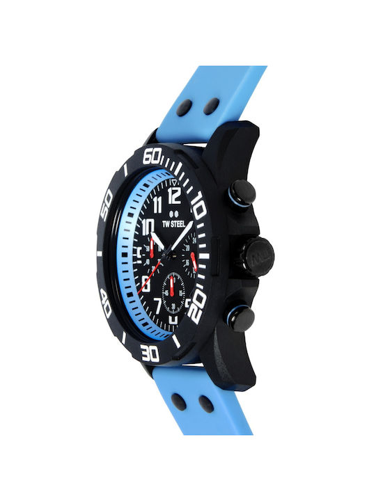 TW Steel Watch Chronograph Battery with Blue Rubber Strap