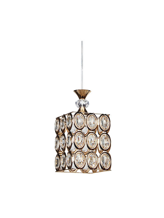 Keskor Pendant Light Gold with Crystals for Socket E27 15x15x27cm