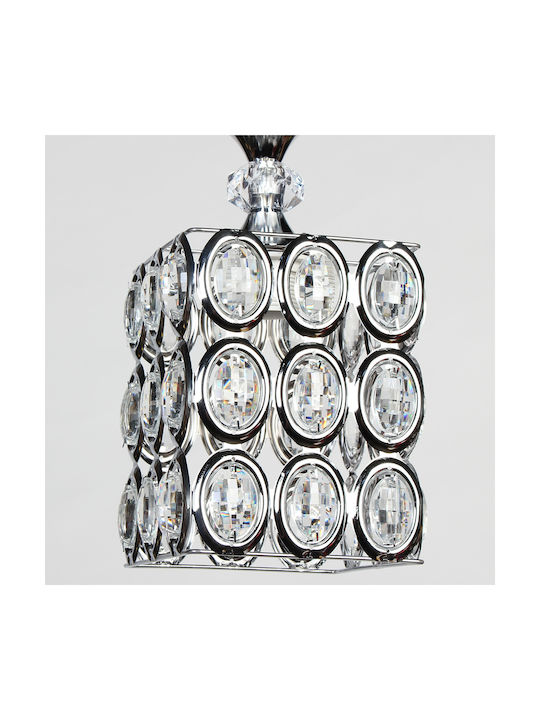 Keskor Pendant Light Silver with Crystals for Socket E27 15x15x27cm