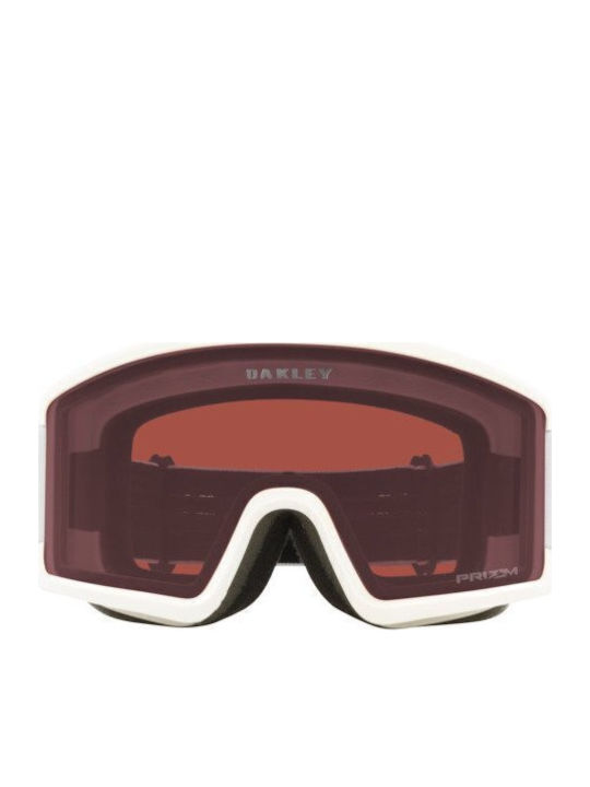 Oakley Target Line L Mască de Schi și Snowboard pentru Adulți, Albă cu Lentilă Fumurie Gri
