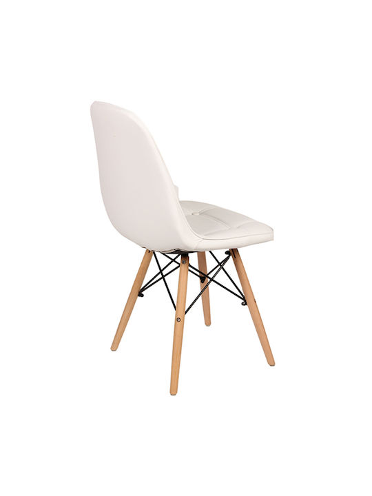 Dining Room Artificial Leather Chair White 44x44x84cm