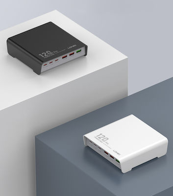 Ldnio Βάση Φόρτισης με 3 Θύρες USB-A και 3 Θύρες USB-C 120W Power Delivery σε Λευκό χρώμα (Q605)