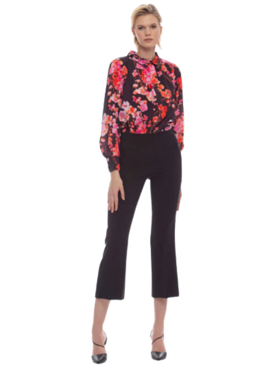 kocca Women's Blouse Long Sleeve Floral NERO/BORDEAU