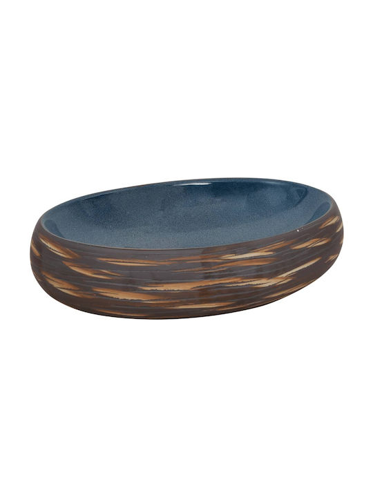 vidaXL Vessel Sink Ceramic 59x40x15cm Brown and Blue