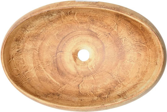 vidaXL Aufgesetztes Waschbecken Keramik 59x40x15cm Coffee
