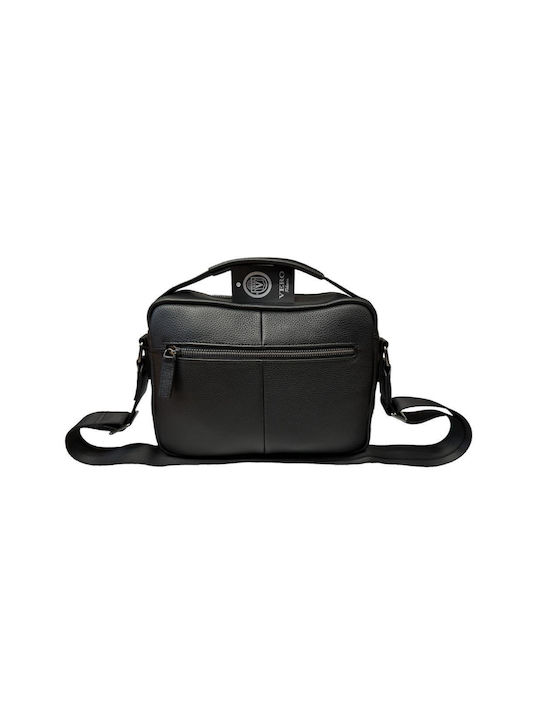 Vero Bags Leather Shoulder / Crossbody Bag with Zipper Black