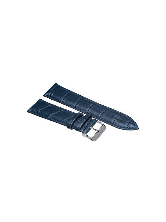 Tzevelion Κροκό Leather Strap Navy Blue 14mm