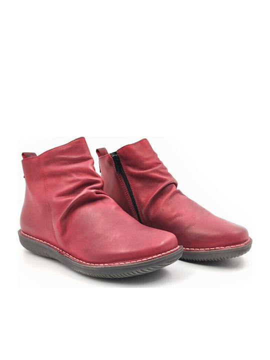 Leather Women's Ankle Boots Granate