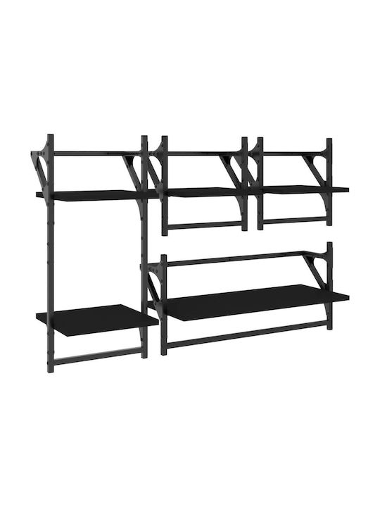 Shelves Wall Black 4pcs 65x25x30cm