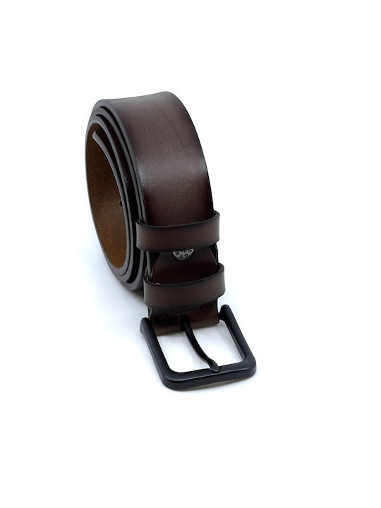 Wide Men's Belt Leather Brown L-101-A BROWN