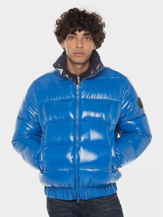 Save The Duck Save Herren Winter Jacke Bomber Wasserdicht Blau