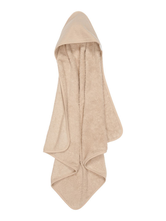Little Dutch Βρεφική Κάπα-Μπουρνούζι με Κουκούλα Pure Beige 75x75εκ.