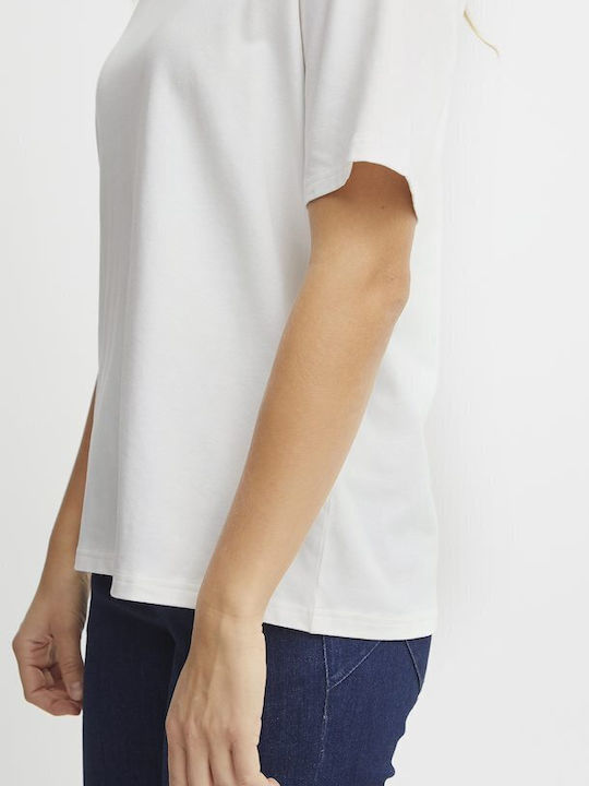 Fransa Women's Blouse Cotton Short Sleeve White.