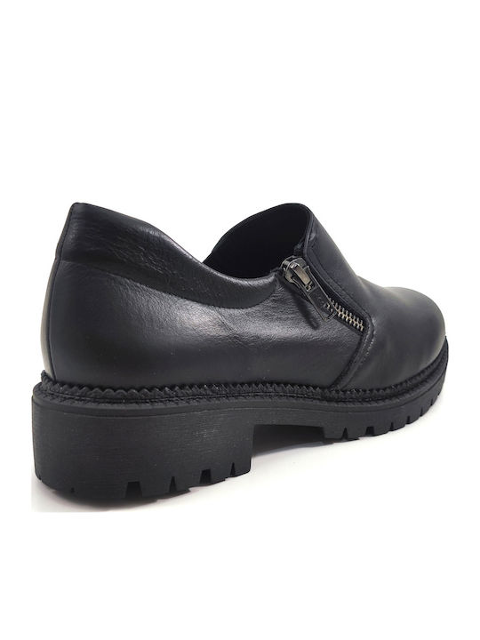 Γυναικεία Slip-On Δερμάτινα Μαύρα