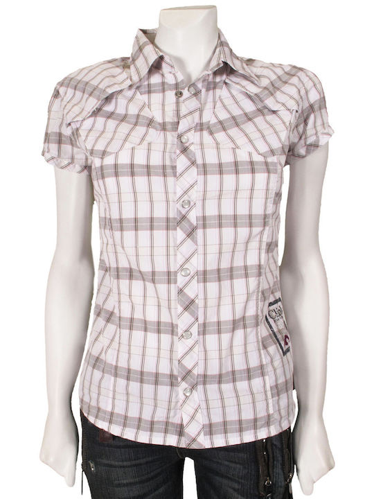 Clink Women's Checked Short Sleeve Shirt White