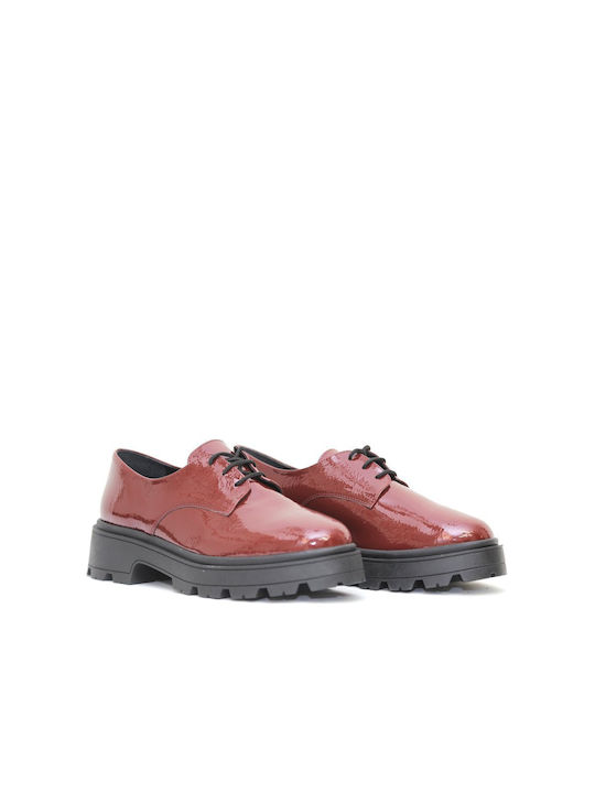 Anteos Women's Synthetic Leather Oxford Shoes Burgundy