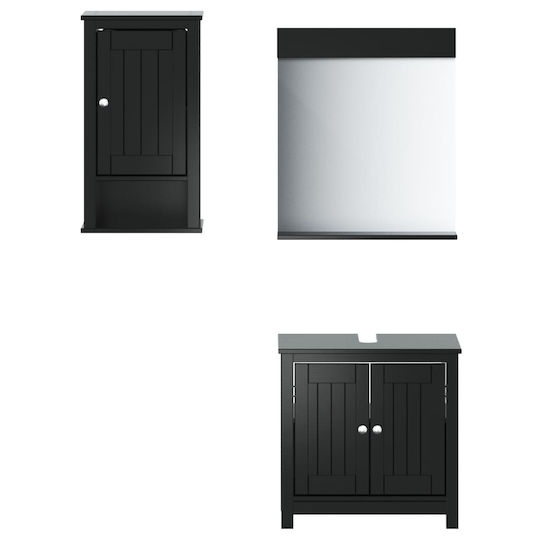 vidaXL Set Mobilier Blat cu Lavoar & Oglindă Black vidaXL Set Mobilier Blat cu Lavoar & Oglindă Black