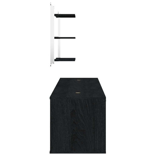 vidaXL Set de Mobilier Blat cu Lavoar & Oglindă Negru