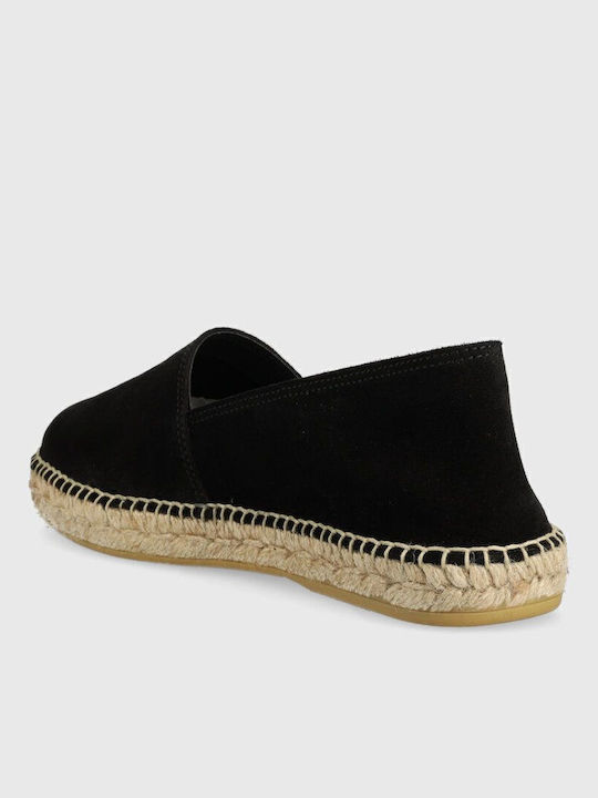 Din piele întoarsă Espadrile pentru bărbați în culoarea Negru