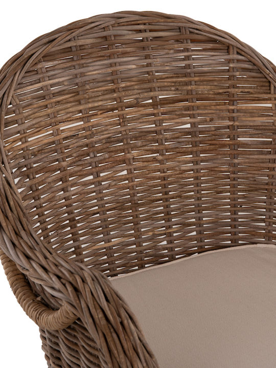 Πολυθρόνα Εξωτερικού Χώρου Rattan Καφέ με Μαξιλάρι 63x65x87εκ.