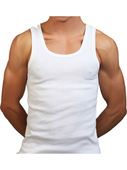 Tricou de corp pentru bărbați fără mâneci alb
