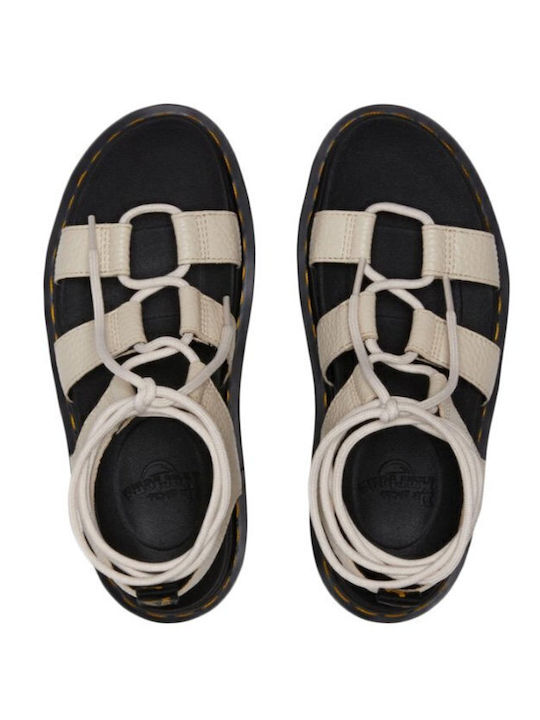 Nartilla Δερμάτινα Γυναικεία Σανδάλια Flatforms Μπεζ