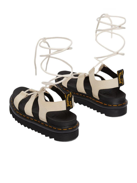 Nartilla Δερμάτινα Γυναικεία Σανδάλια Flatforms Μπεζ