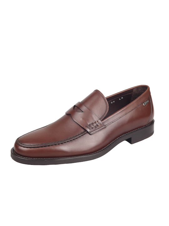 GK Uomo 7625 Δερμάτινα Ανδρικά Loafers σε Καφέ Χρώμα