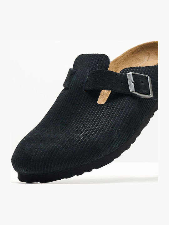 Classic Boston Vl Anatomical Leather Women's Slippers Black Narrow Fit