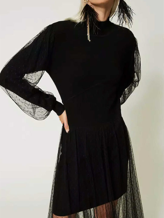 Twinset All Day Long Sleeve Knitted Maxi Dress Black