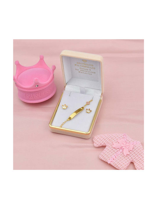 Goldjewels Kids Bracelet ID from Gold-plated Silver with Σταυρό