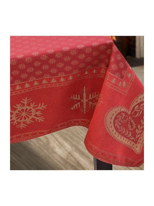 Lino Home Christmas Tablecloth Fabric Red L200xW160cm.