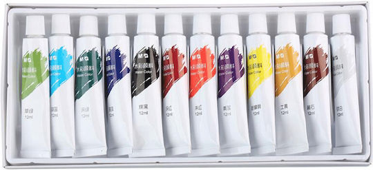 M&G Tempera de Pictură Multicolore în Tubular 12ml 12buc