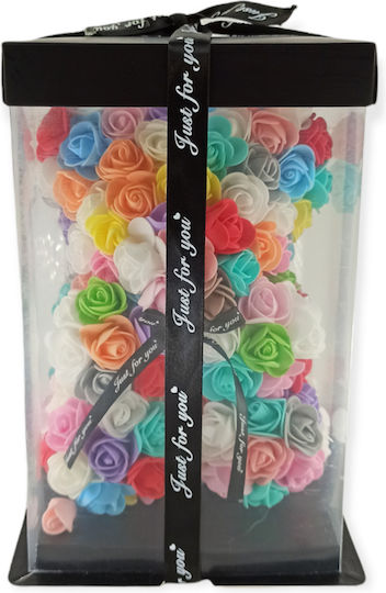 Ursuleț De Pluș Din Trandafiri Artificiali Multicolori Ursuleț De Pluș Din Trandafiri Artificiali Multicolori