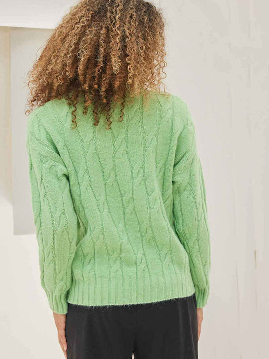 Namaste Women's Long Sleeve Sweater Light Green