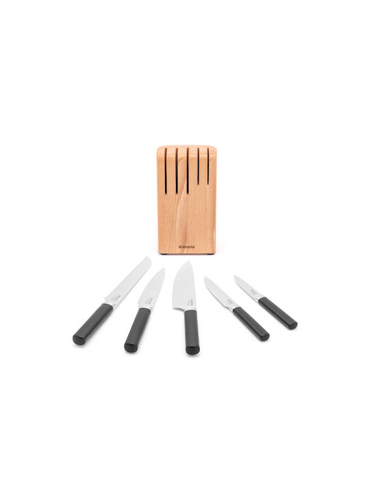 Brabantia Σετ Μαχαίρια με Βάση από Ανοξείδωτο Ατσάλι 5τμχ