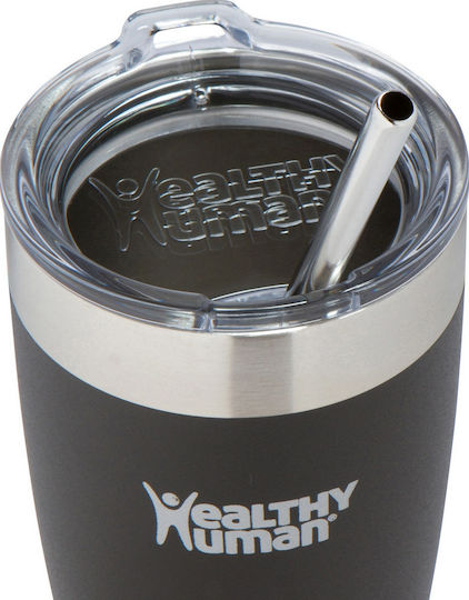 Healthy Human Cruiser Glass Thermos Stainless Steel BPA Free 591ml Black