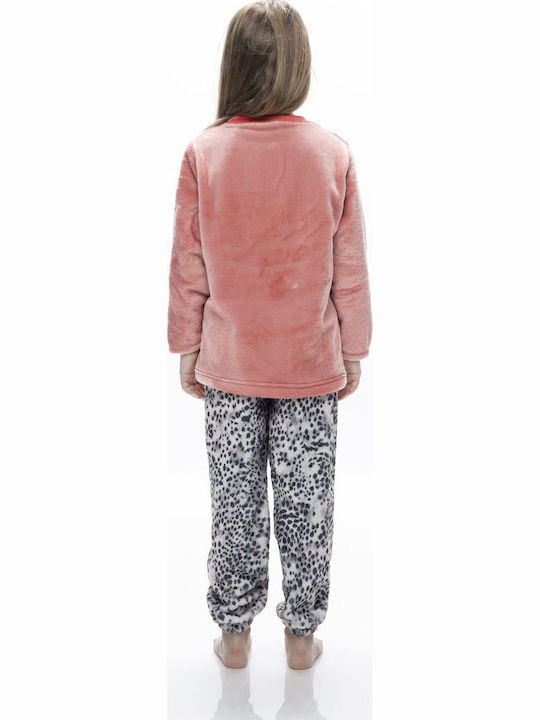 Galaxy Kinder Schlafanzug Winterlich Fleece Coral