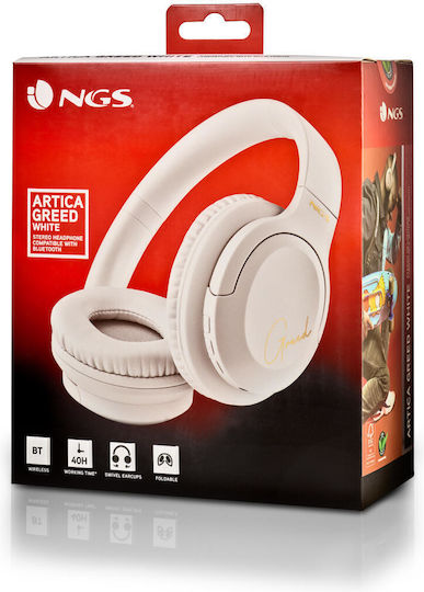 NGS Artica Greed Fără fir / Cu fir Over Ear Căști cu 40 ore de Funcționare Albe